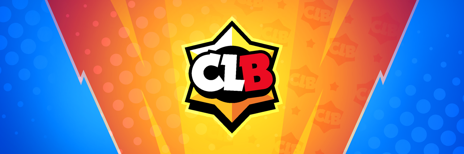 clb - brawl stars header with its logo and predominant yellow/orange and blue colors, vibrant.